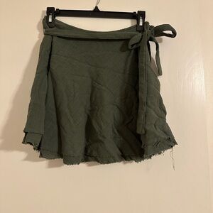 Olive Green Wrap Mini Skirt